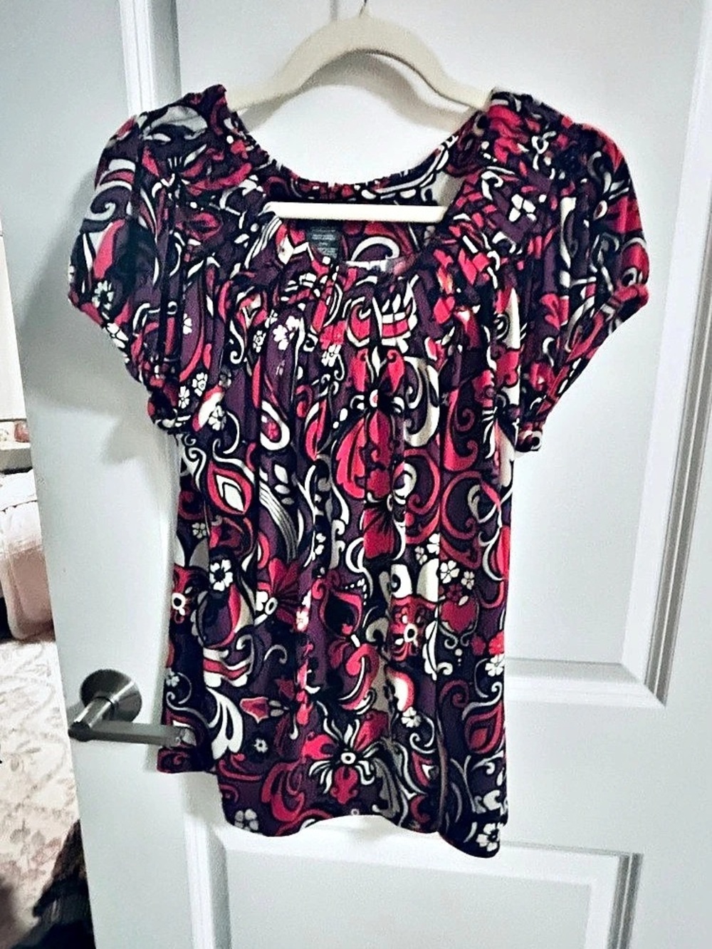 Style&co. Abstract Print Top in Black & Pink